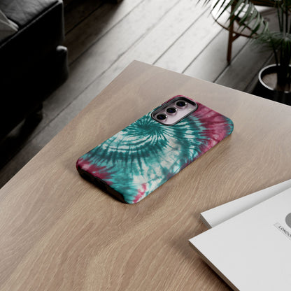 Teal and Pink Spiral Tie-Dye Samsung Galaxy Case – Boho Chic Design