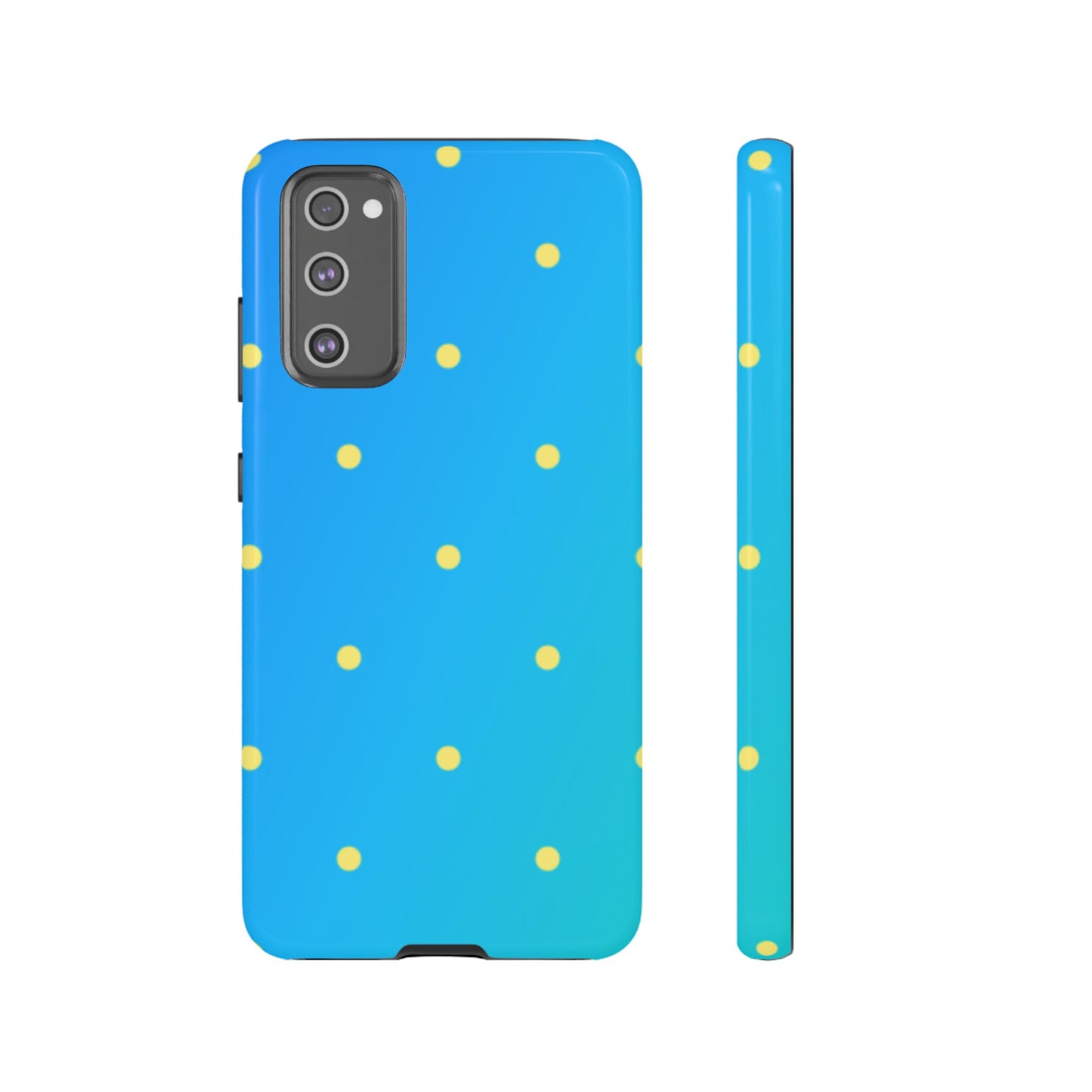 Blue Ocean Gradient Polka Dots Samsung Galaxy Case – Shockproof, Smooth Matte Finish, Dual-Layer Design