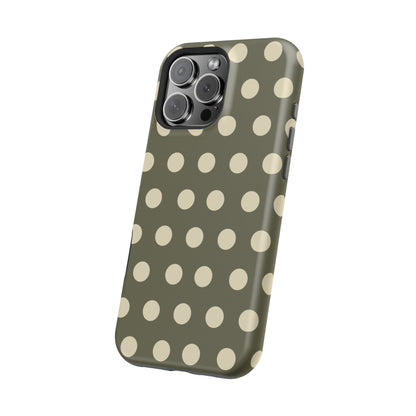 Vintage Green & Cream Polka Dots – MagSafe iPhone Case