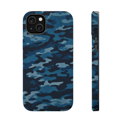 Dark Blue Camouflage – MagSafe iPhone Case with Modern Rugged Style