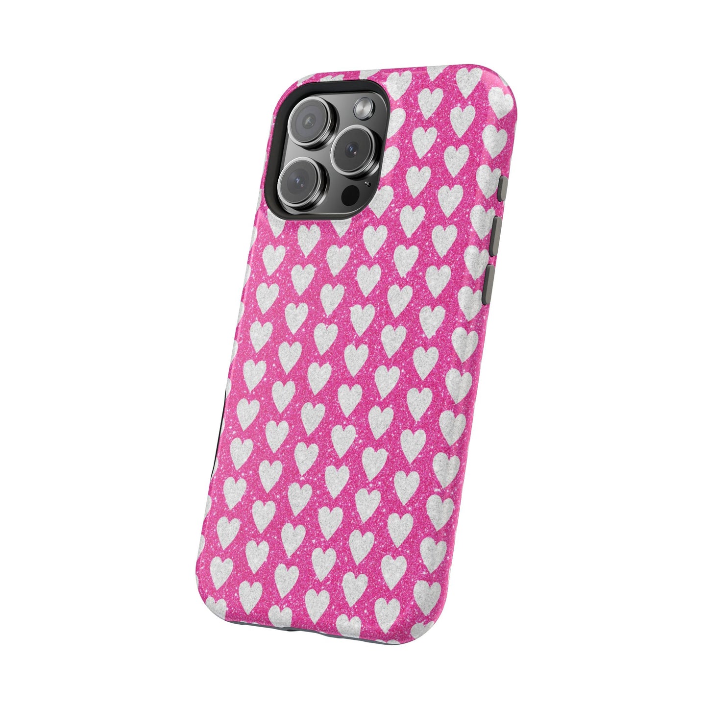 Pink Glitter Heart Pattern MagSafe Case