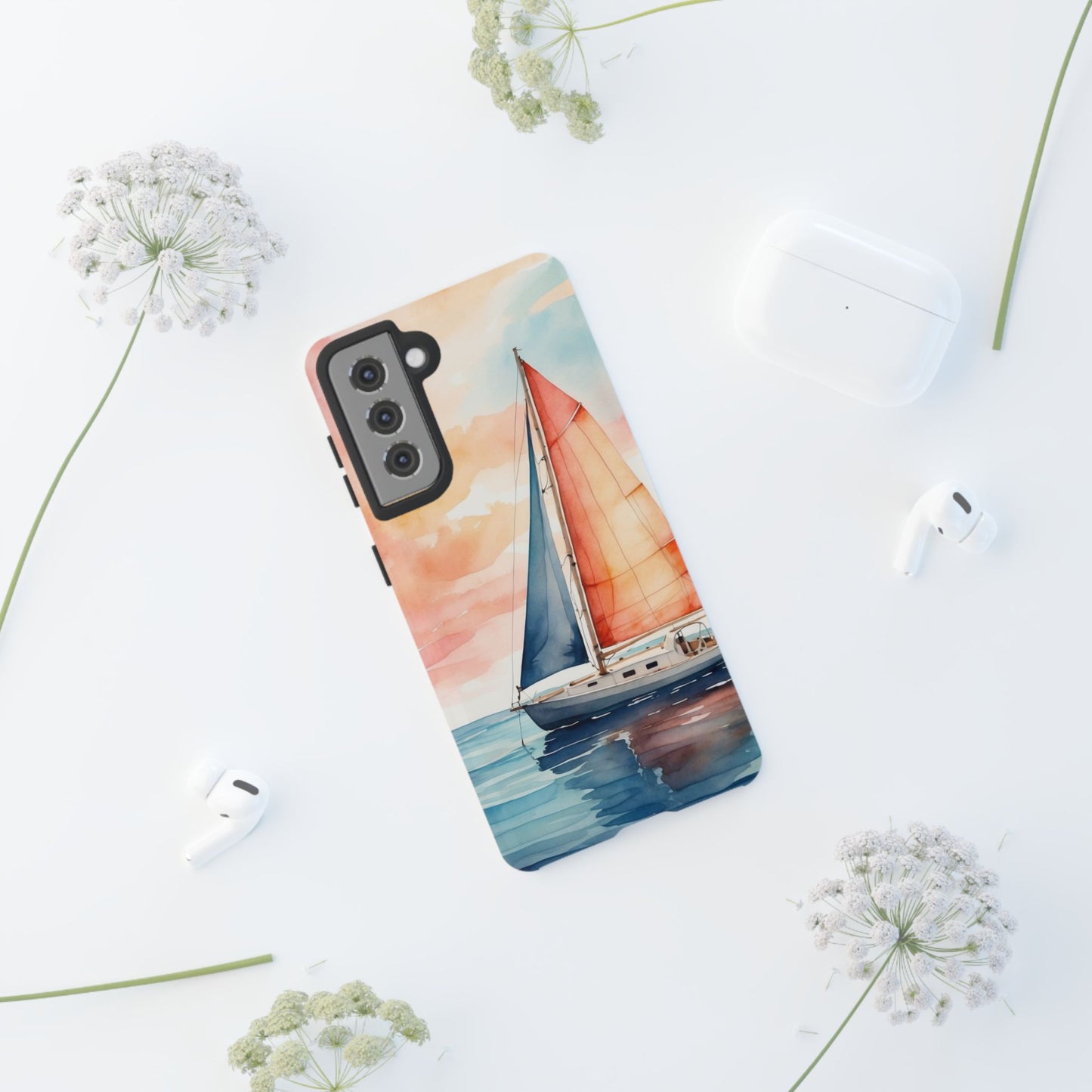 Sunset Sail Samsung Galaxy Case – Watercolor Sailboat and Sky Design