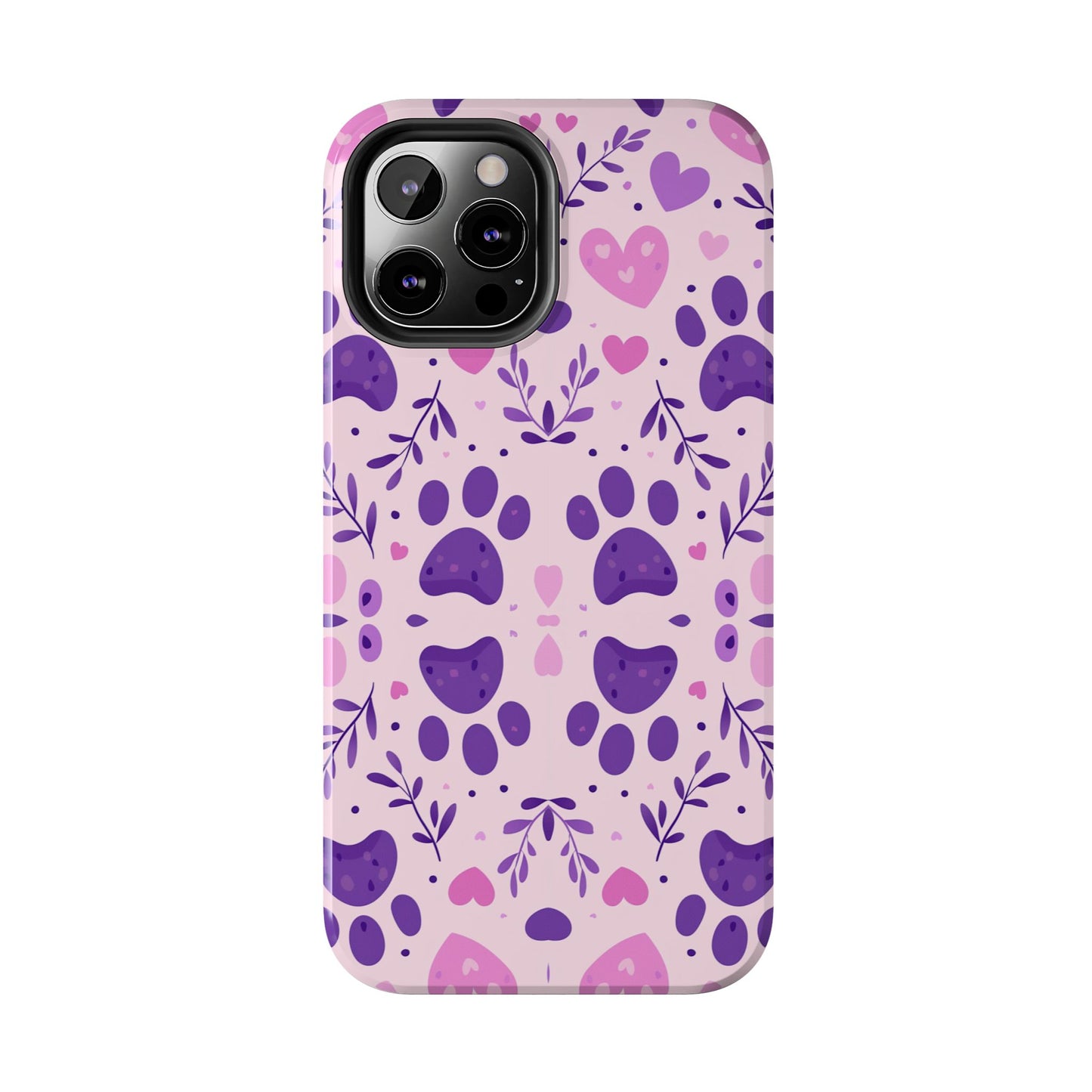 Pastel Paw Print iPhone Case - Cute Pet-Themed Floral Protective Cover