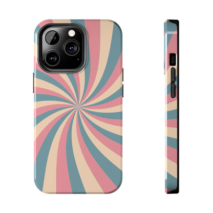 Vintage Pastel Swirl iPhone Case – Dual-Layer Protection with 70s-Inspired Design