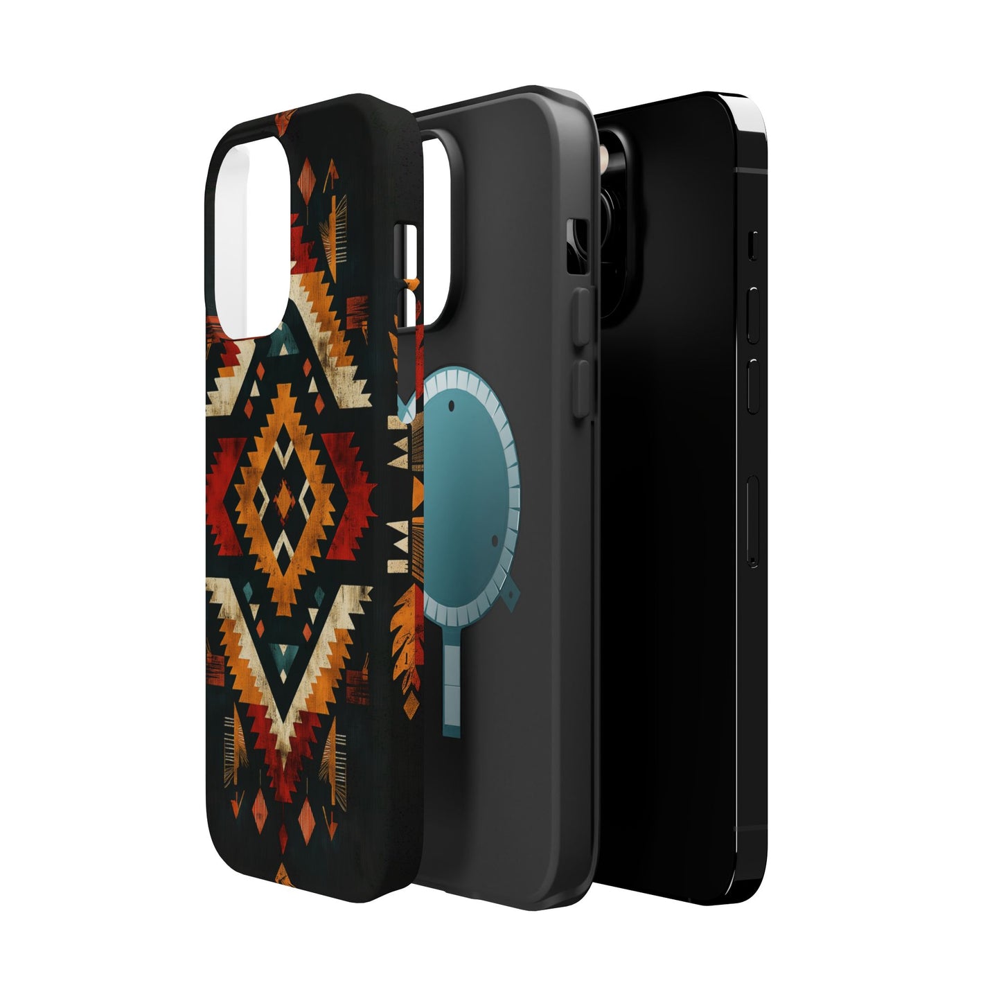 Southwestern Tribal Diamond Tough MagSafe iPhone Case – Bold Geometric Pattern, Dual-Layer Protection