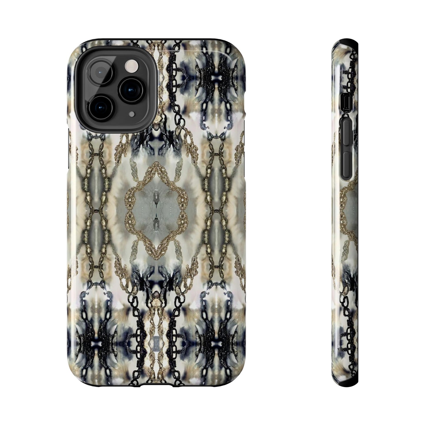 Abstract Marble - Metal Chain Pattern iPhone Case - Chic Protective Cover