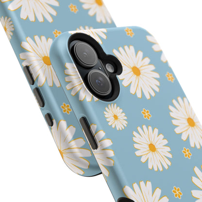 Bright Daisy MagSafe iPhone Case – Light Blue Background, Shockproof and Slim Design