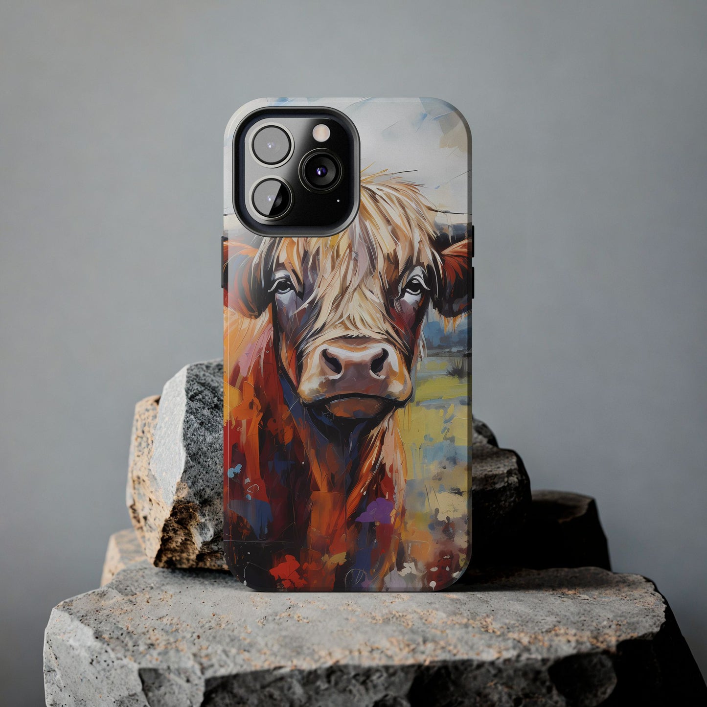 Cute Western Phone Case | Highland Cow | Robust Rocky Mountain-Inspired | Expressionism | Fresco