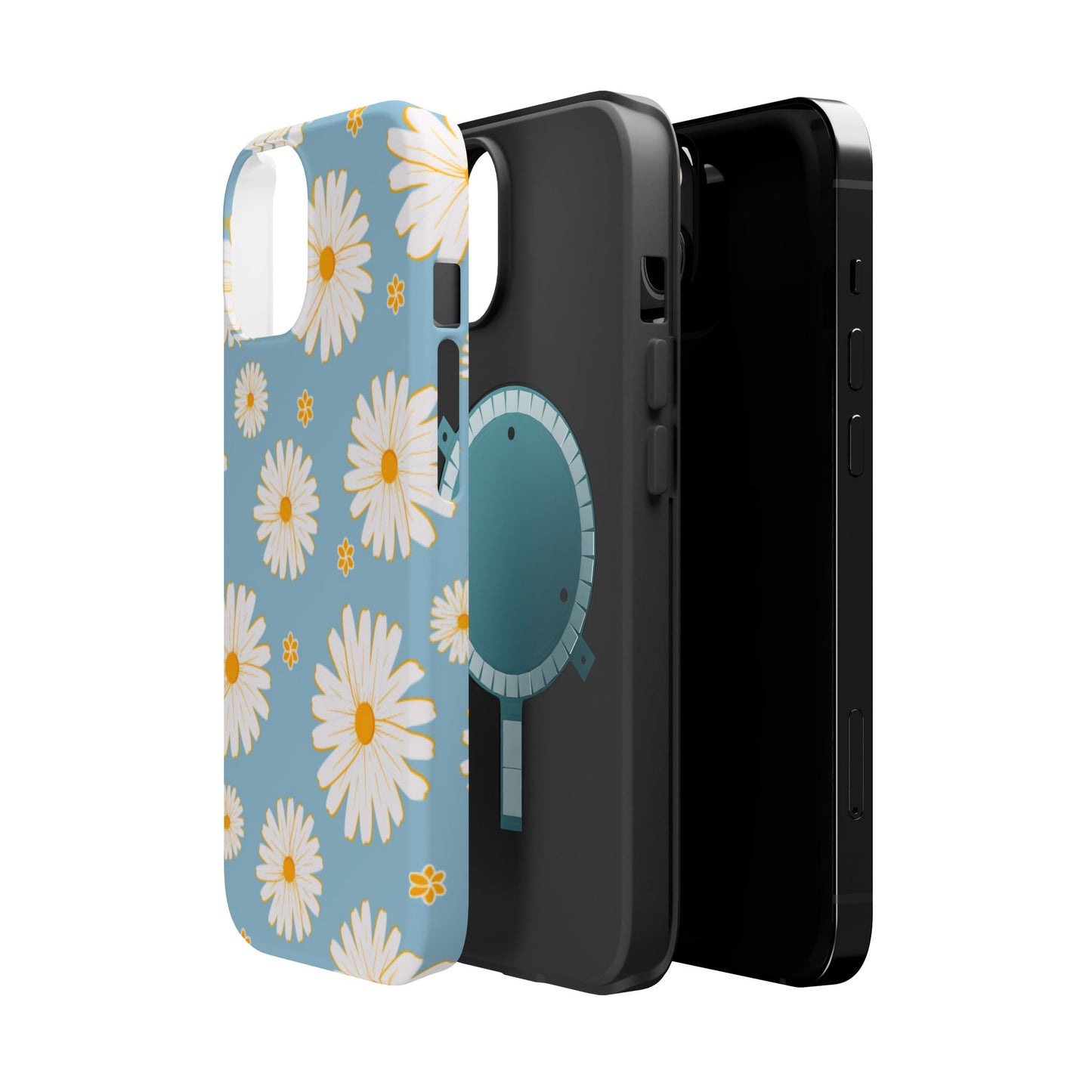 Bright Daisy MagSafe iPhone Case – Light Blue Background, Shockproof and Slim Design