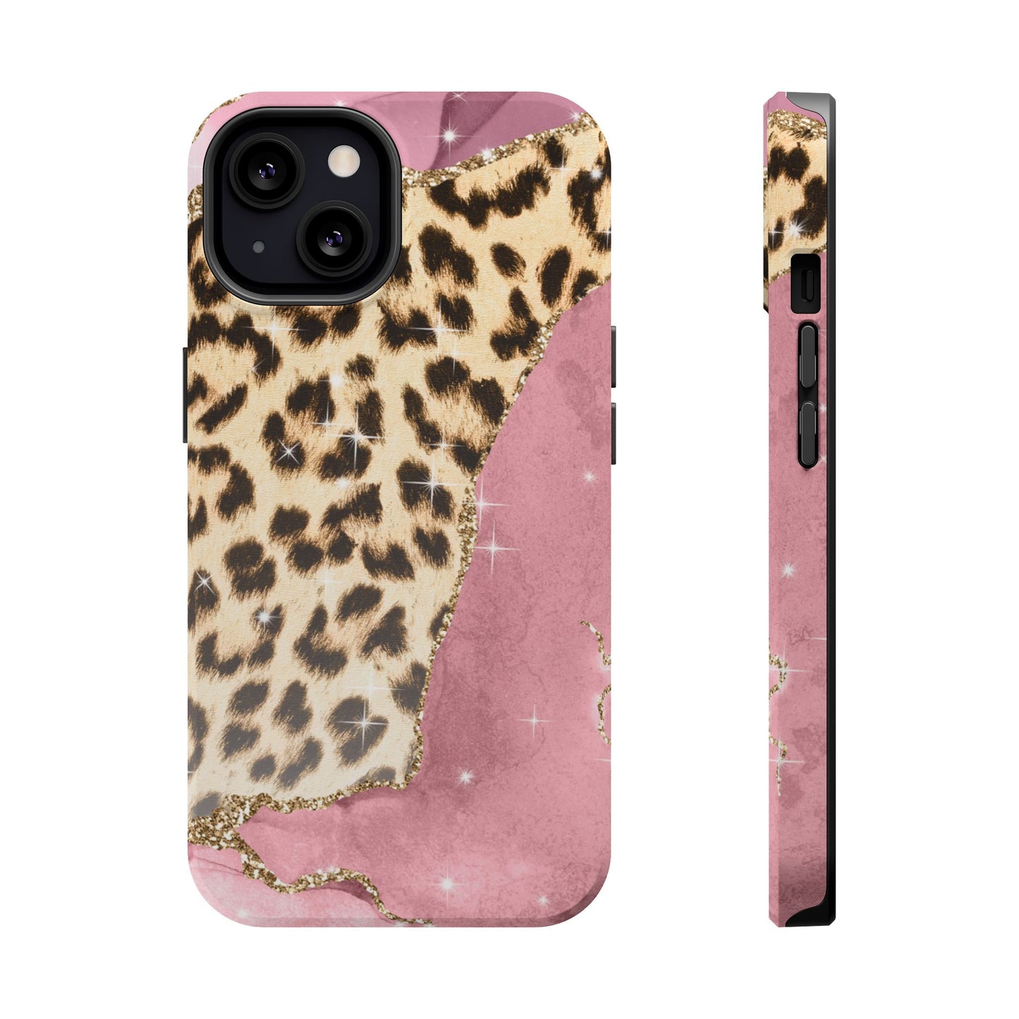 Pink Glam Leopard - MagSafe iPhone Series Case with Glitter Accents