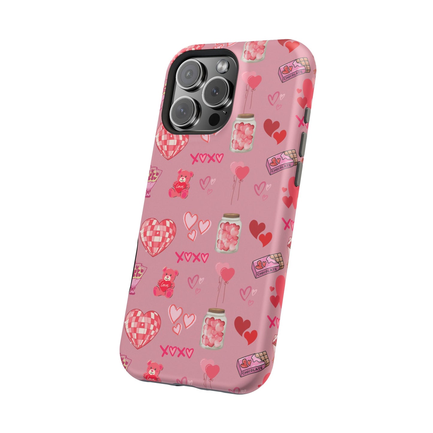 Pink Valentine Love Collage – MagSafe-Compatible iPhone Case