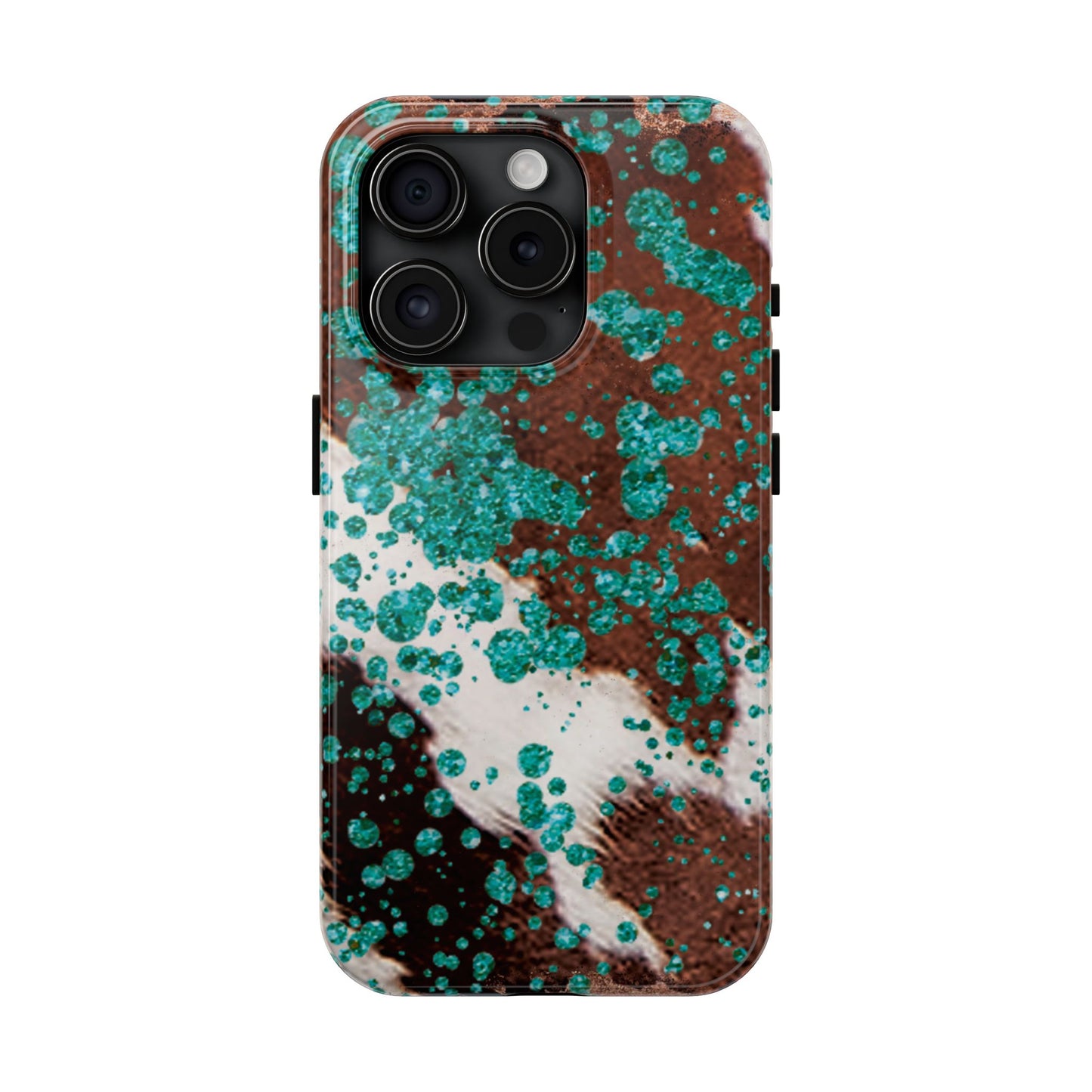 Teal Glitter Cowhide - iPhone Series Case