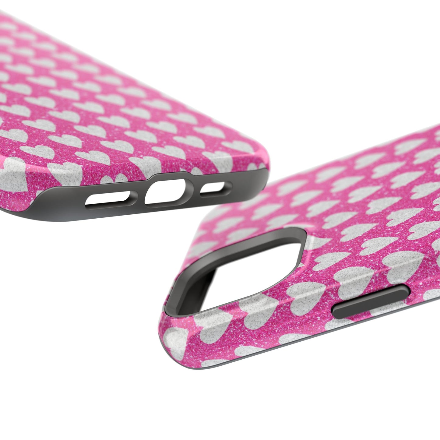 Pink Glitter Heart Pattern MagSafe Case