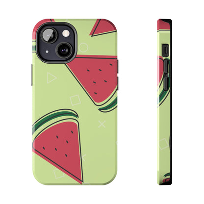 Watermelon Slice iPhone Case – Fresh & Fun Design with Retro Geometric Pattern