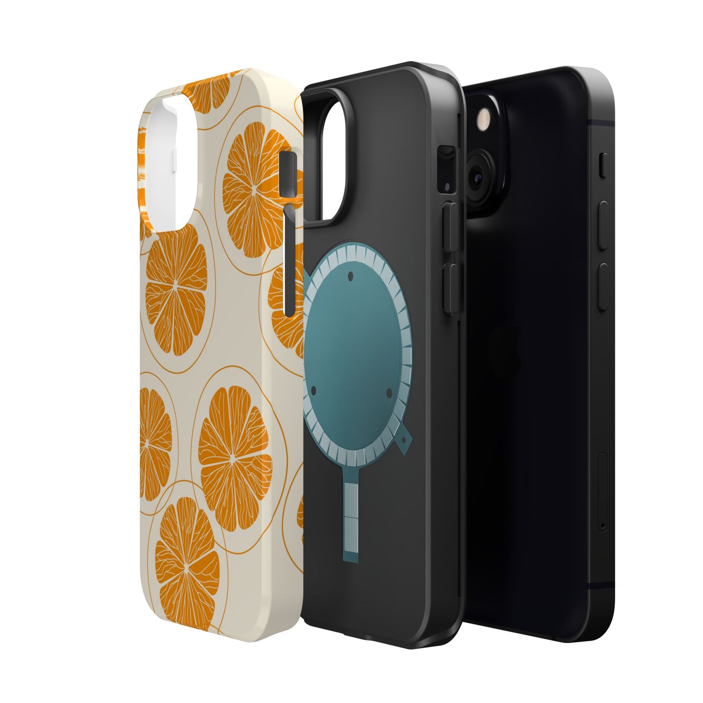 Citrus Burst Pattern Tough MagSafe iPhone Case – Bold Orange Design, Shockproof Protection