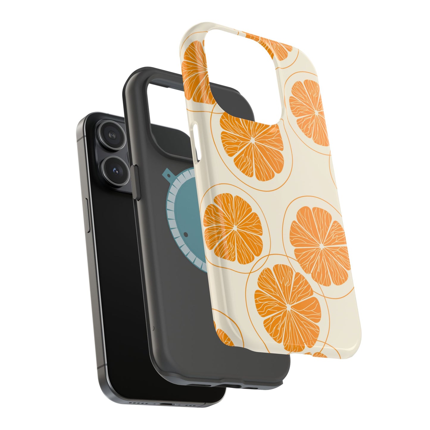 Citrus Burst Pattern Tough MagSafe iPhone Case – Bold Orange Design, Shockproof Protection