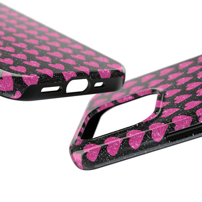 Glitter Pink Hearts iPhone Case