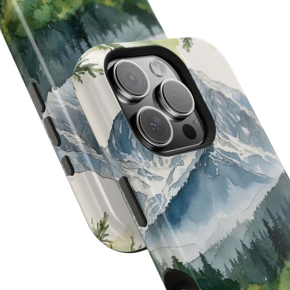 Watercolor Alpine Mountainscape - MagSafe iPhone Case