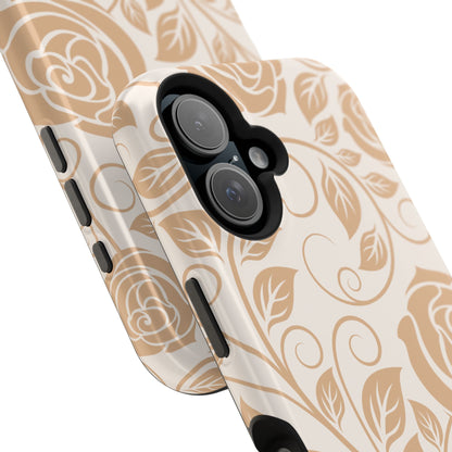 Vintage Rose Vine Tough MagSafe iPhone Case – Elegant Floral Pattern with Dual-Layer Protection