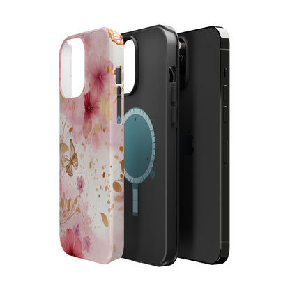 Blush Pink Floral Butterfly - MagSafe iPhone Case