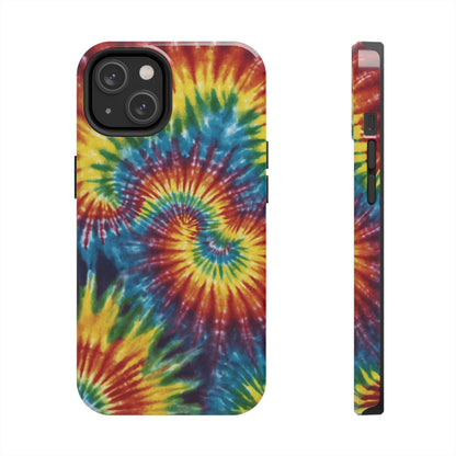 Retro Tie-Dye Swirl iPhone Case – Rainbow Spiral Design