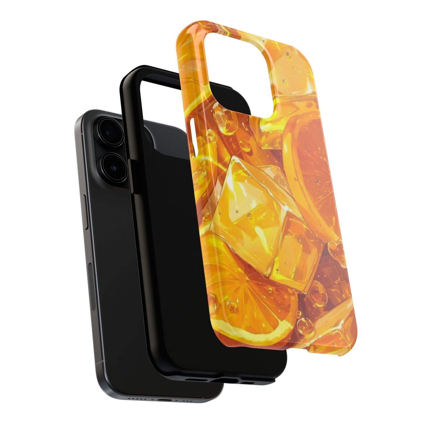 Citrus Splash iPhone Case – Bright Orange Slices & Ice, Dual-Layer Protection