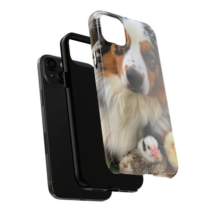 Aussie Farm Dog and Baby Chicks Phone Case