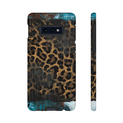 Boho Leopard and Turquoise Tough Samsung Galaxy Case – Rustic Western Design with Dual-Layer Protection