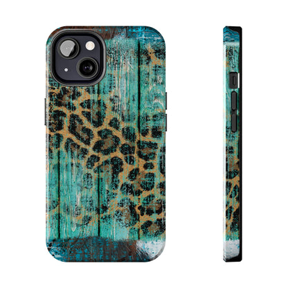 Turquoise Rustic Leopard Wood - iPhone Series Case