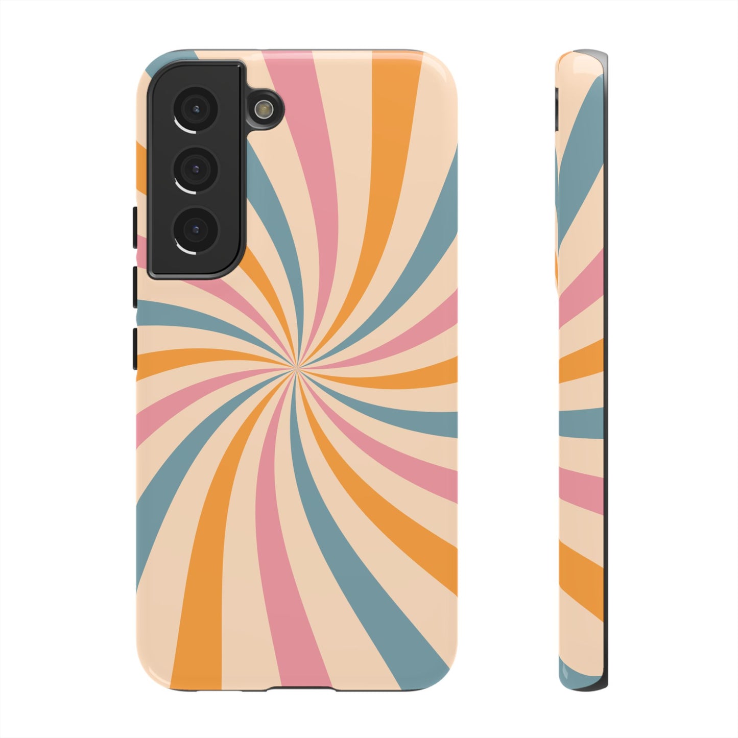 Retro Swirl Pattern Samsung Galaxy Case – Bold 70s Vibe in Pink, Orange, and Teal