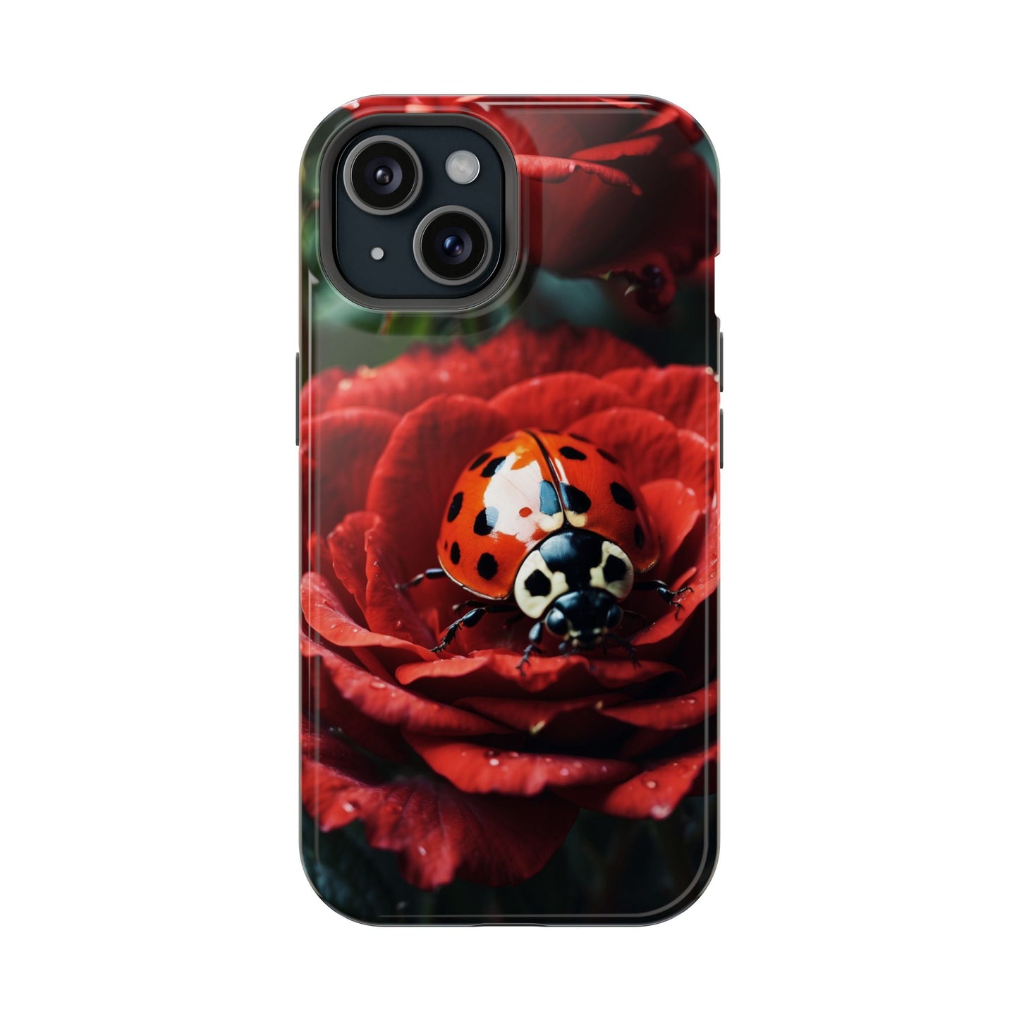 Elegant Rose & Ladybug Charm - MagSafe iPhone Case