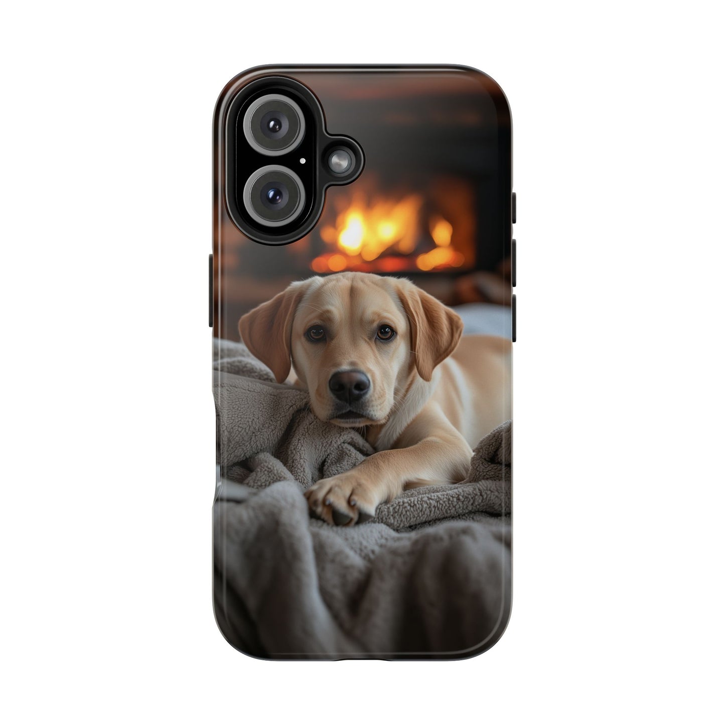 Cozy Golden Retriever by the Fireplace - iPhone Series Case