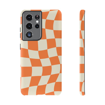 Wavy Retro Checkerboard Samsung Galaxy Case – Shockproof, Matte Finish, Dual-Layer Protection