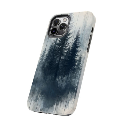 Rustic Pine Forest iPhone Case - Blue Toned Woodland Country Design