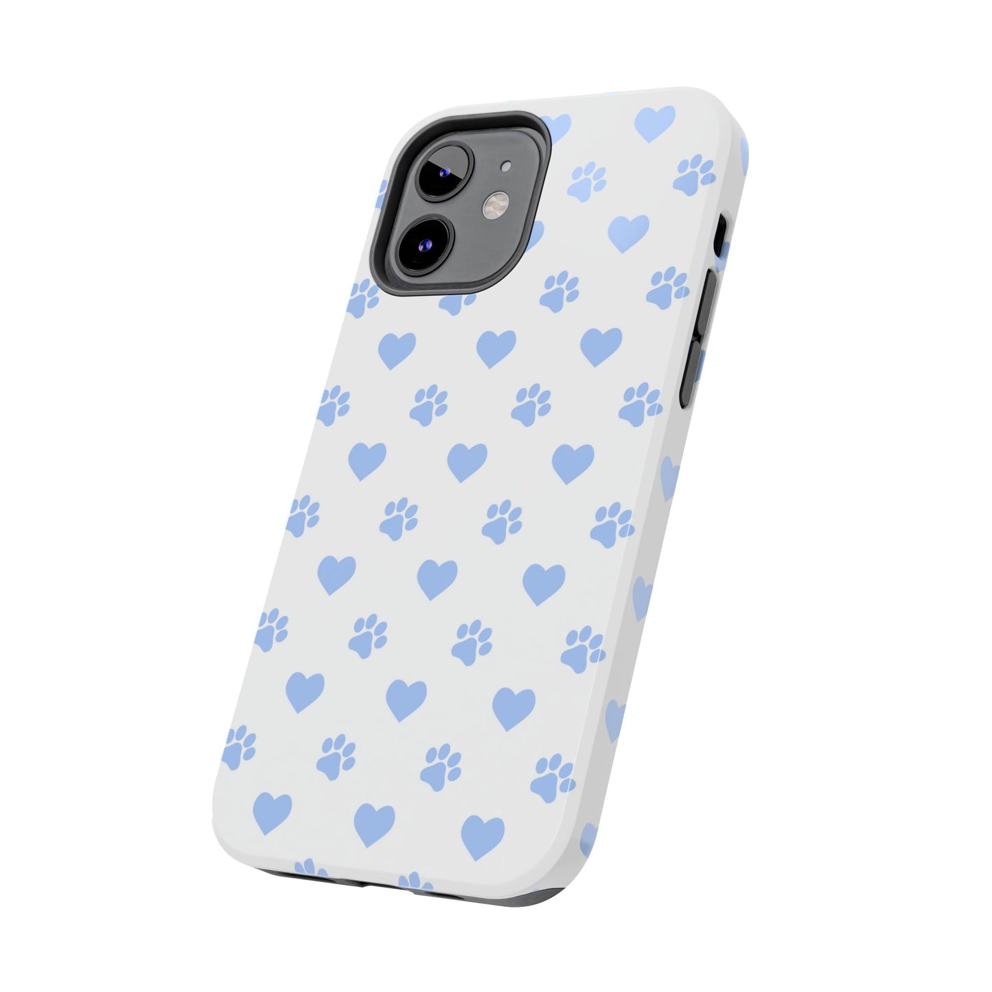 iPhone Case - Blue Paw Print & Heart Design