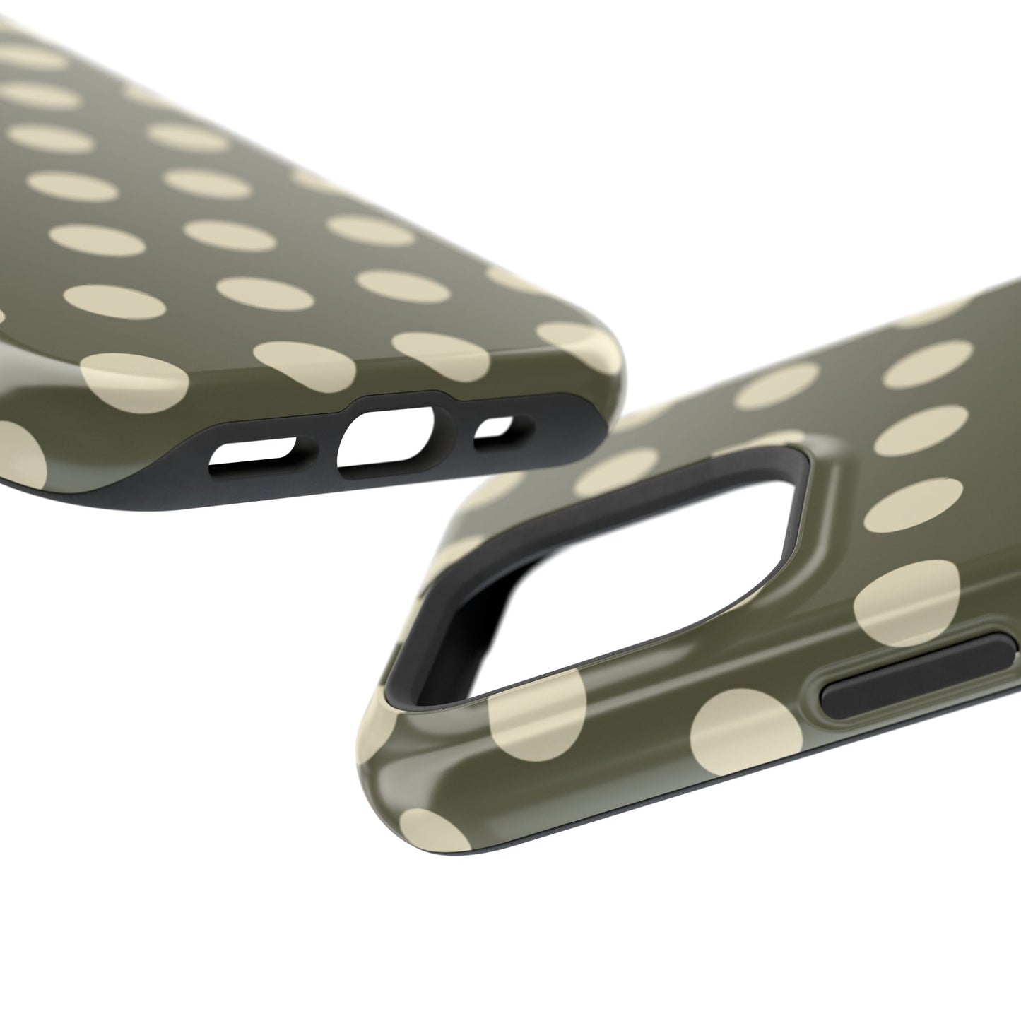 Vintage Green & Cream Polka Dots – MagSafe iPhone Case