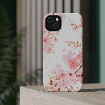 Soft Pink Cherry Blossom MagSafe Case – Floral Elegance with Wireless Charging