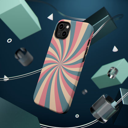 Vintage Pastel Swirl MagSafe iPhone Case – Dual-Layer Protection with 70s-Inspired Design