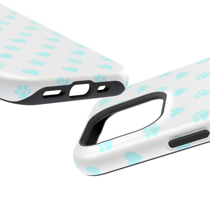 MagSafe Case - Aqua Paw Print & Heart Design