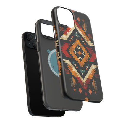 Southwestern Tribal Diamond Tough MagSafe iPhone Case – Bold Geometric Pattern, Dual-Layer Protection