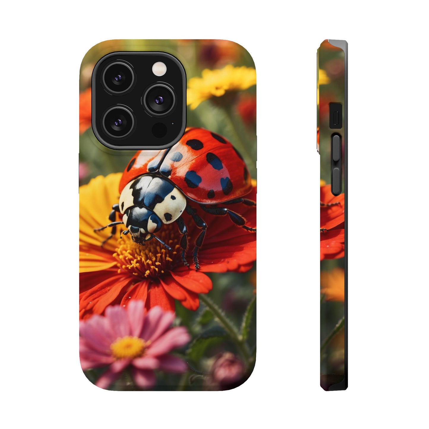 Ladybug on Orange Daisy - MagSafe iPhone Case