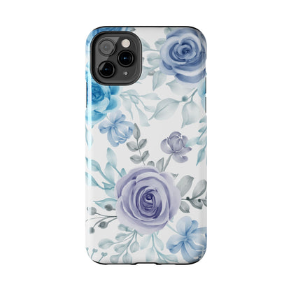 Elegant Blue & Violet Roses iPhone Case – Luxurious Floral Design for Chic Device Protection