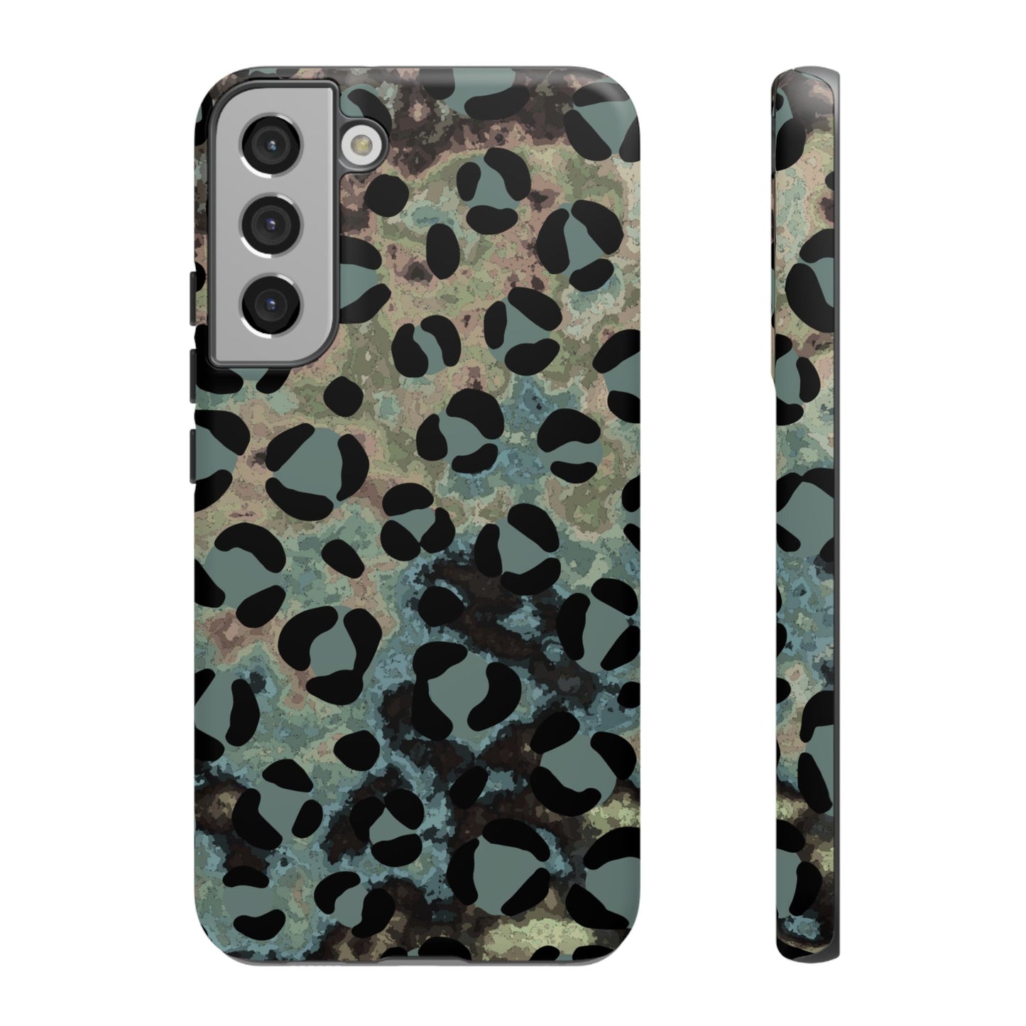 Moody Watercolor Leopard Print Tough Samsung Galaxy Case – Earthy Abstract Pattern with Dual-Layer Protection