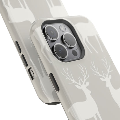 Elegant White Reindeer Pattern – MagSafe iPhone Series Case