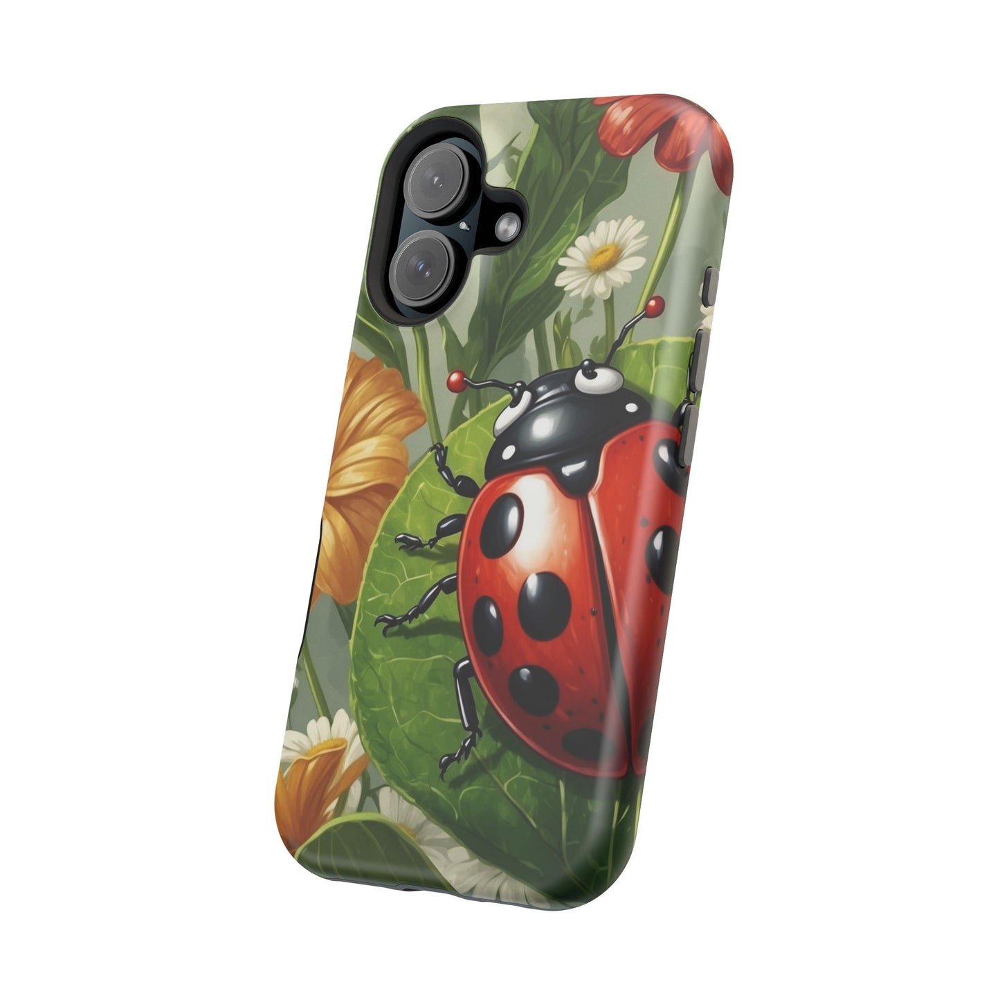 Ladybug Garden MagSafe iPhone Case – Whimsical Floral Design