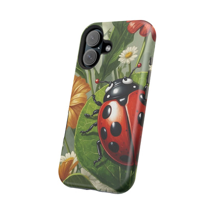 Ladybug Garden MagSafe iPhone Case – Whimsical Floral Design