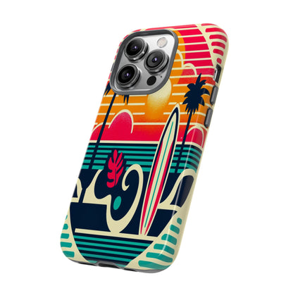 Retro Beach Vibes iPhone Case - Sunset Surfing Protective Cover