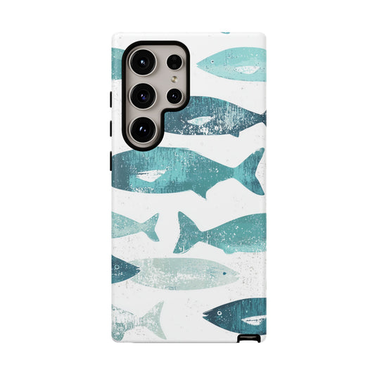 Vintage Blue Fish Print - Samsung Galaxy Series Case