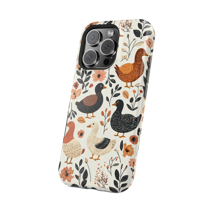 MagSafe iPhone Case: Vintage Duck – Floral & Leaf Design