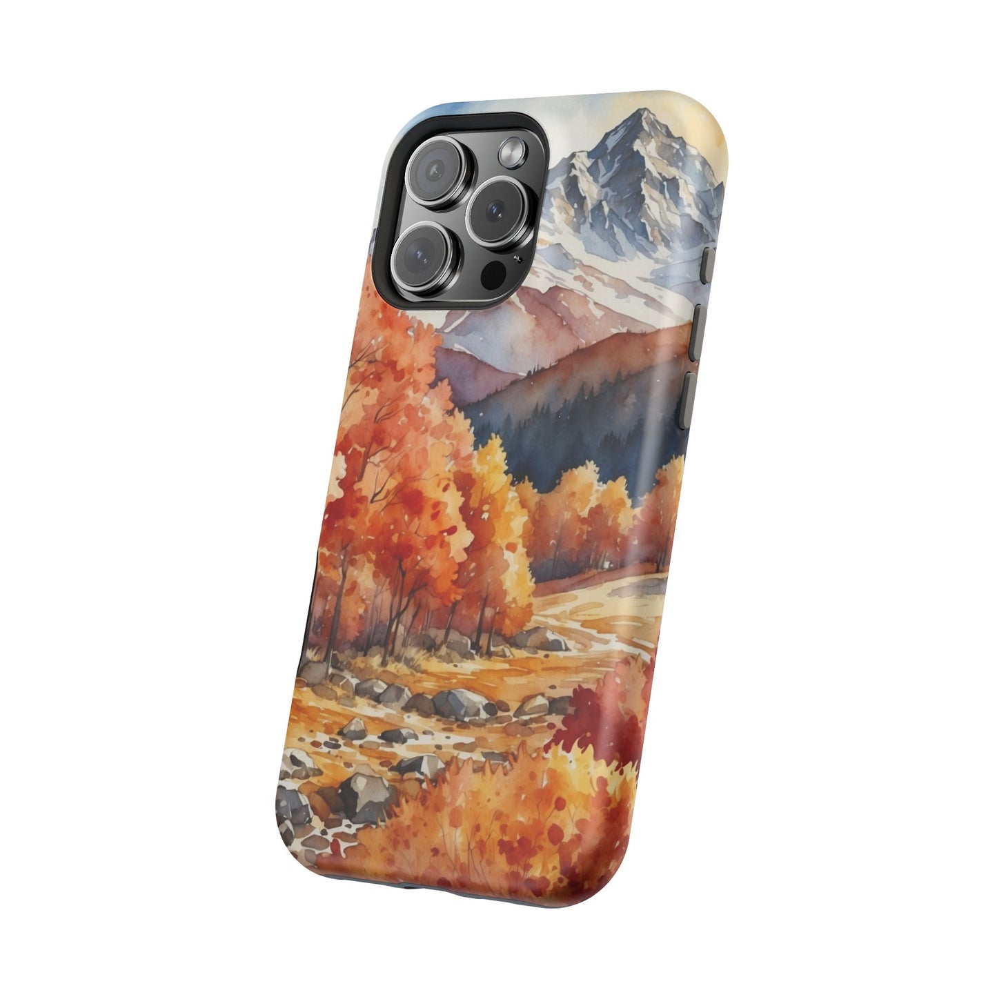 Watercolor Autumn Forest and Mountains - MagSafe iPhone Case